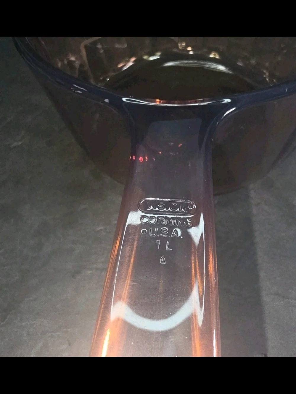 Corning Ware Vision Amber Glass Cookware 1L Sauce Pan Pot  Ribbed Sides